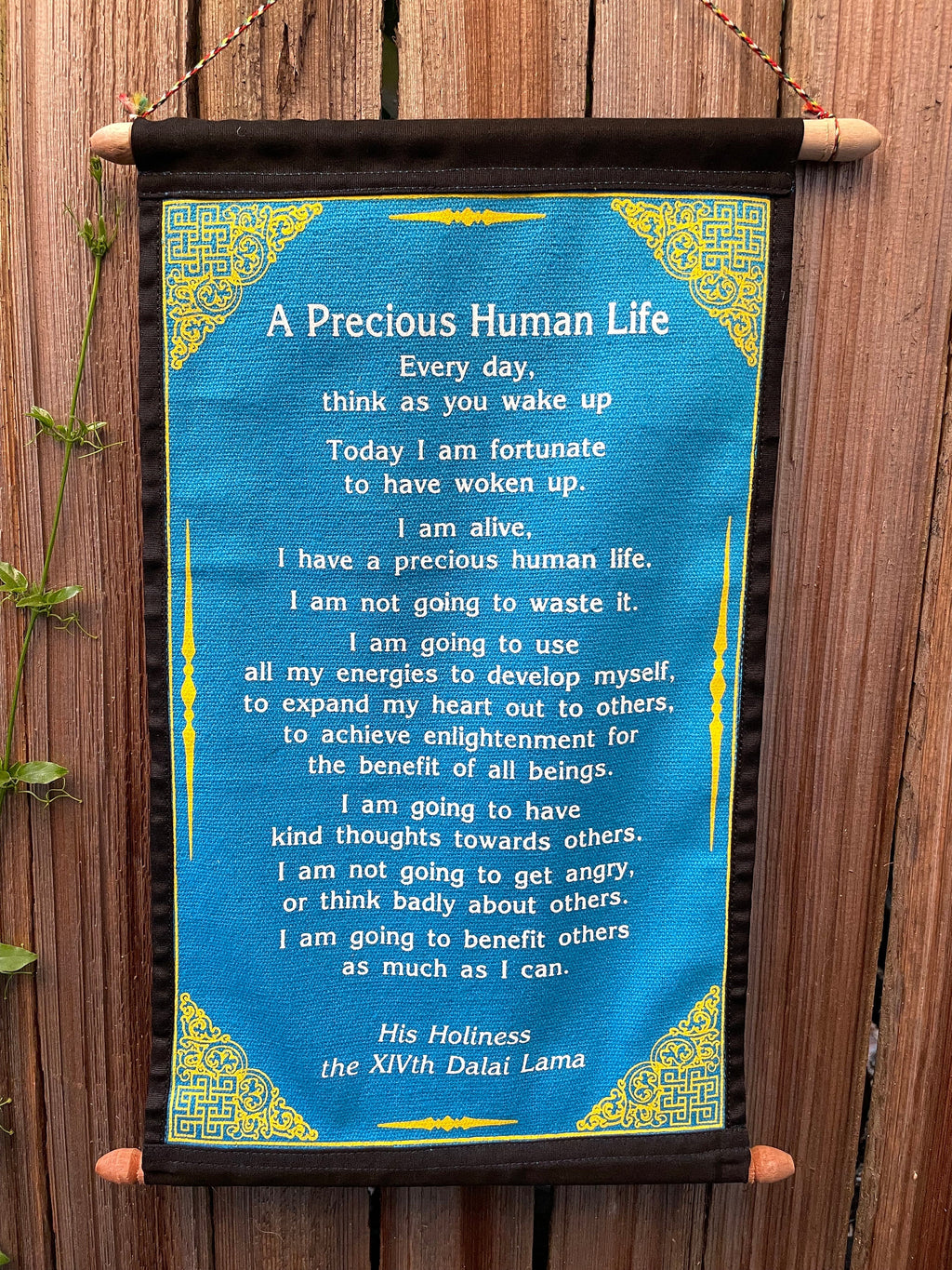 Dalai Lama Quotes "A Precious Human Life" Cotton Wall Hanging: Inspirational, Positivity
