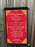Dalai Lama Quotes "A Precious Human Life" Cotton Wall Hanging: Inspirational, Positivity