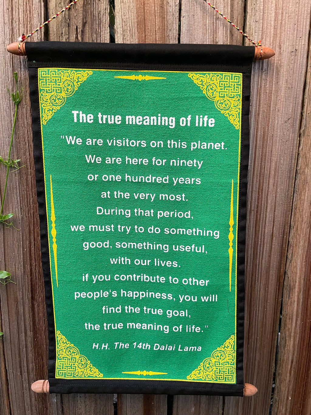 Dalai Lama Quote Tapestry: Meaning of Life, Cotton Wall Hanging
