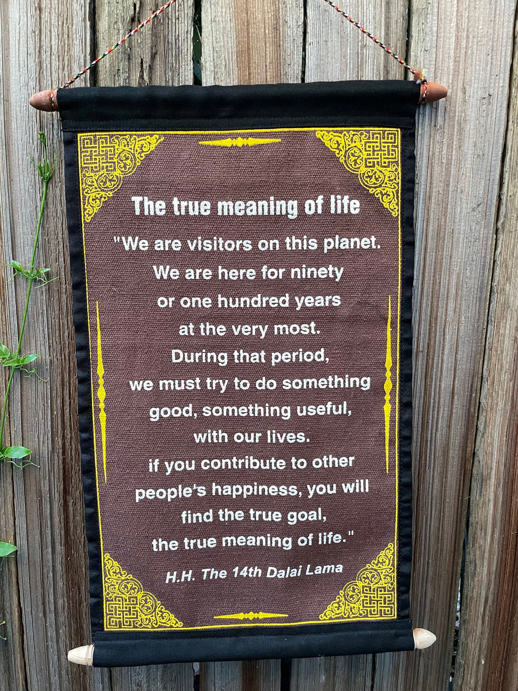 Dalai Lama Quote Tapestry: Meaning of Life, Cotton Wall Hanging