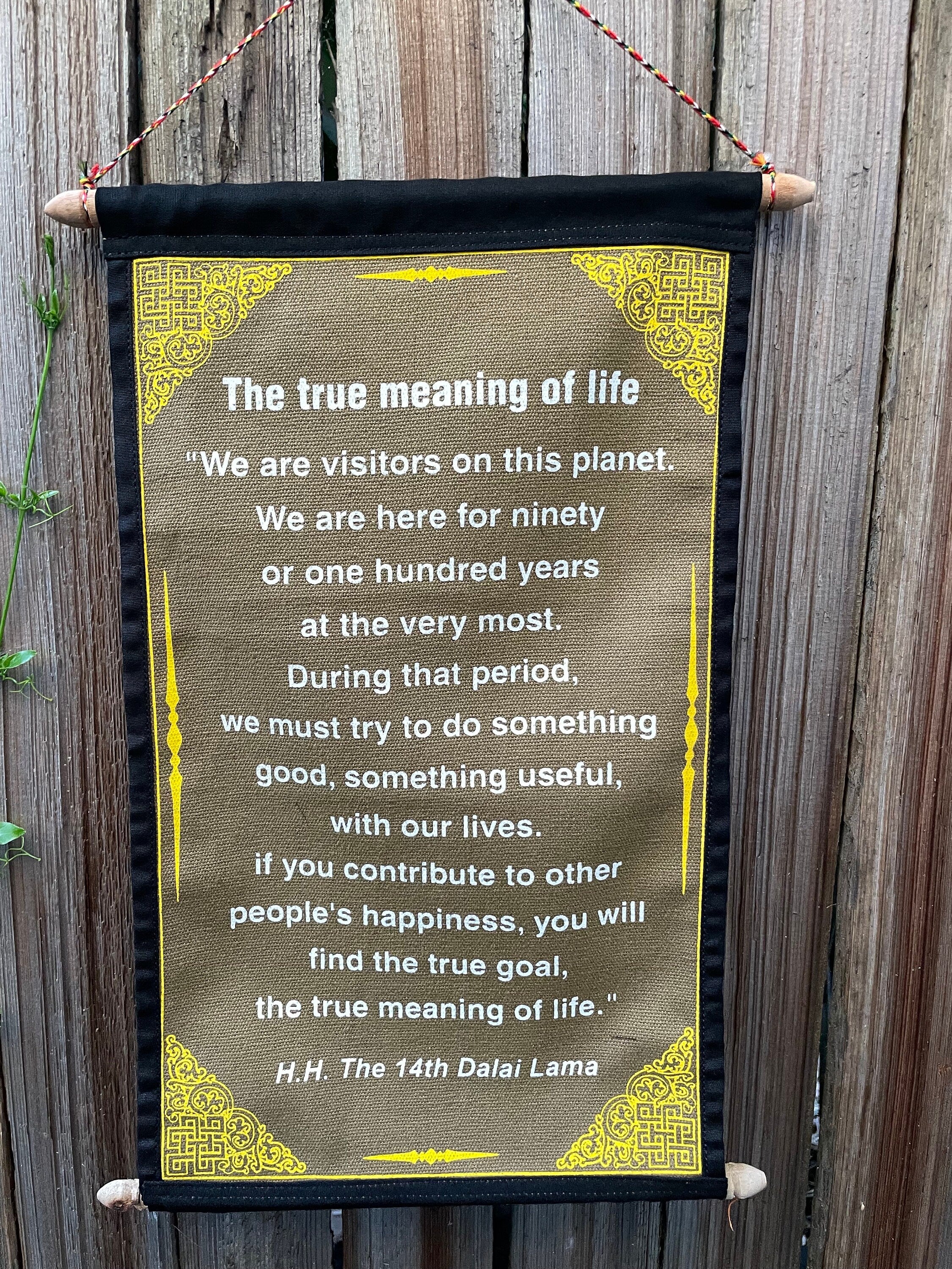 Dalai Lama Quote Tapestry: Meaning of Life, Cotton Wall Hanging