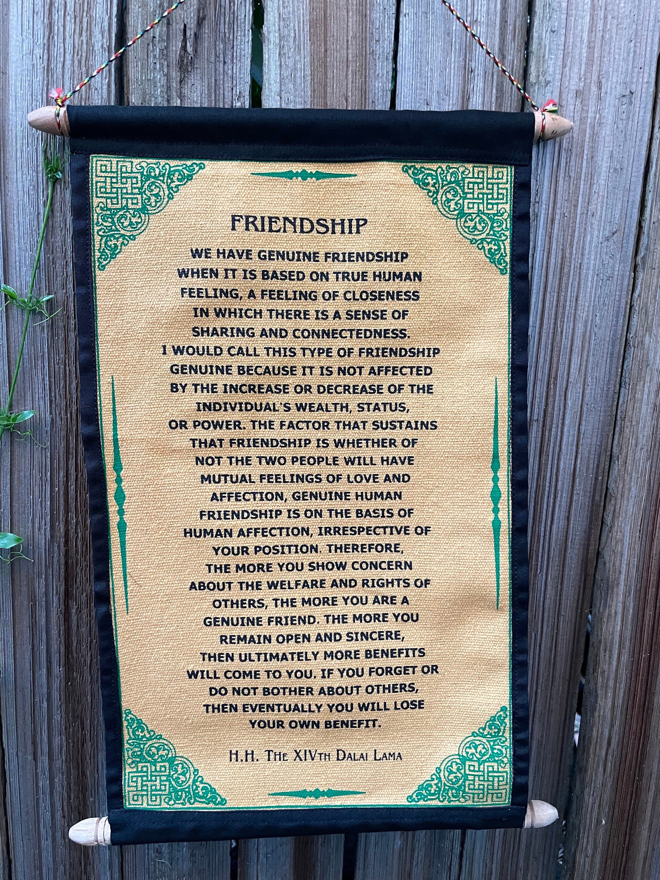 Dalai Lama Friendship Quote Tapestry - Inspirational Wall Hanging