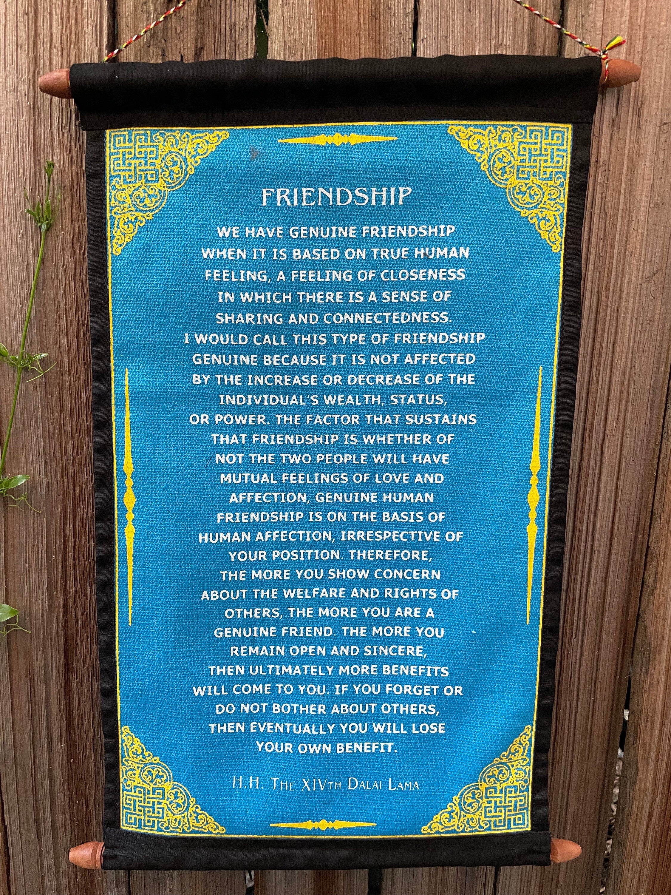 Dalai Lama Friendship Quote Tapestry - Inspirational Wall Hanging