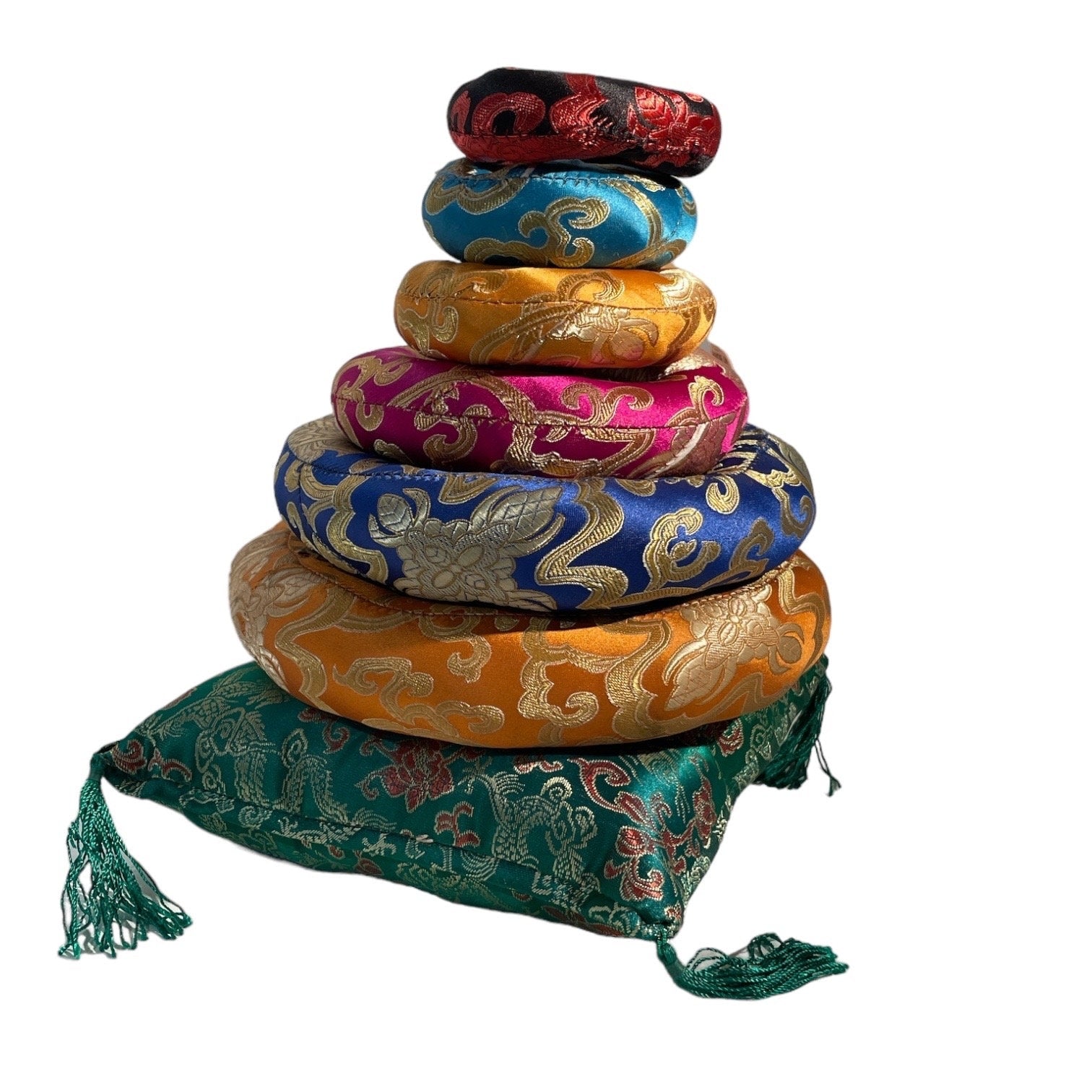Handmade Silk Singing Bowl Cushion: Tibetan Ring Pillow