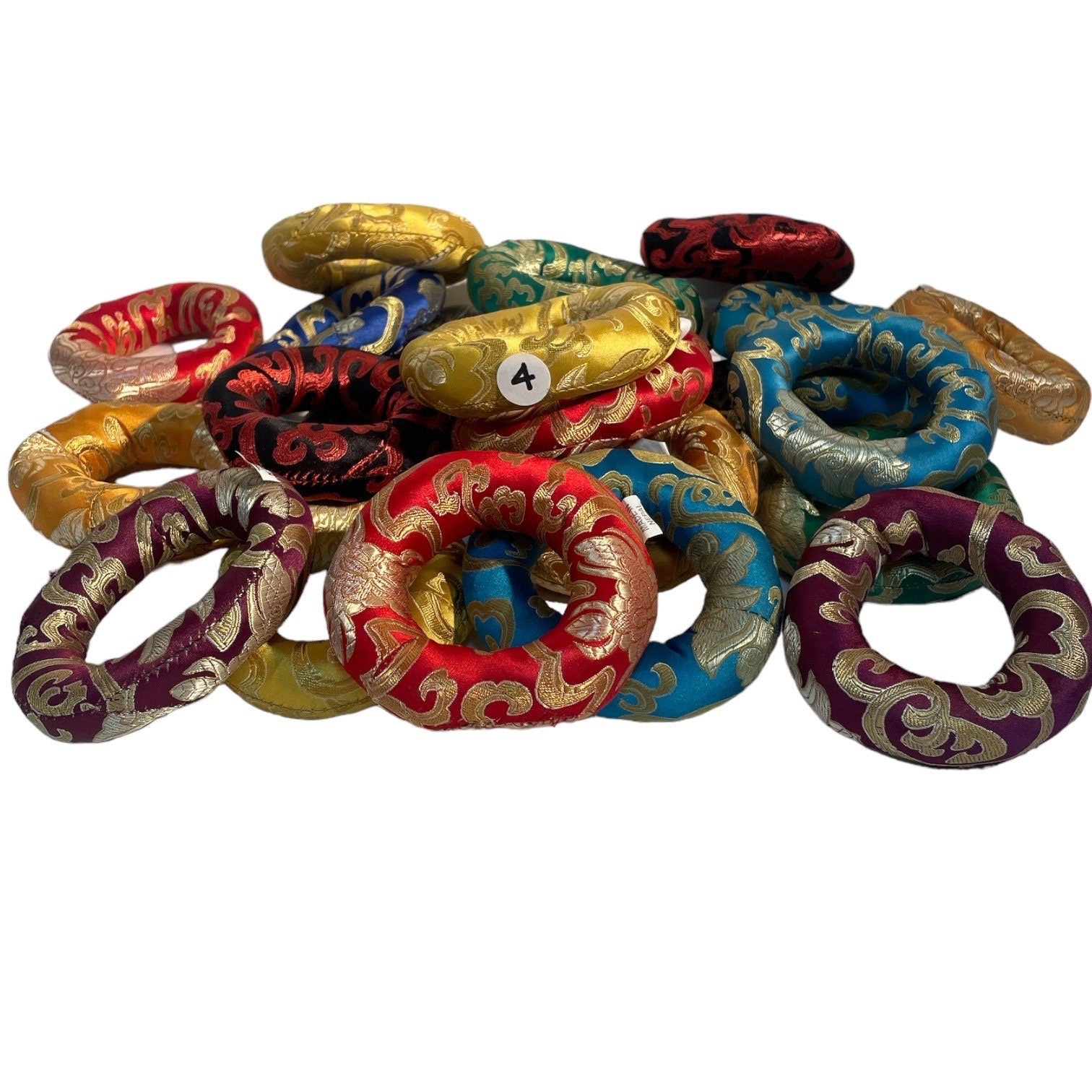 Handmade Silk Singing Bowl Cushion: Tibetan Ring Pillow