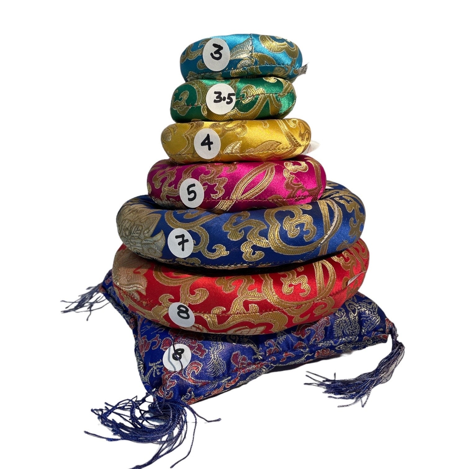 Handmade Silk Singing Bowl Cushion: Tibetan Ring Pillow