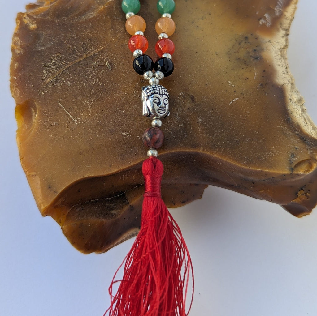 Red Jasper 7 Chakra Mala: Knotted Meditation Beads, 108 Beads
