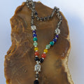 Smoky Quartz 7 Chakra Mala: Knotted Meditation Beads, 108 Beads