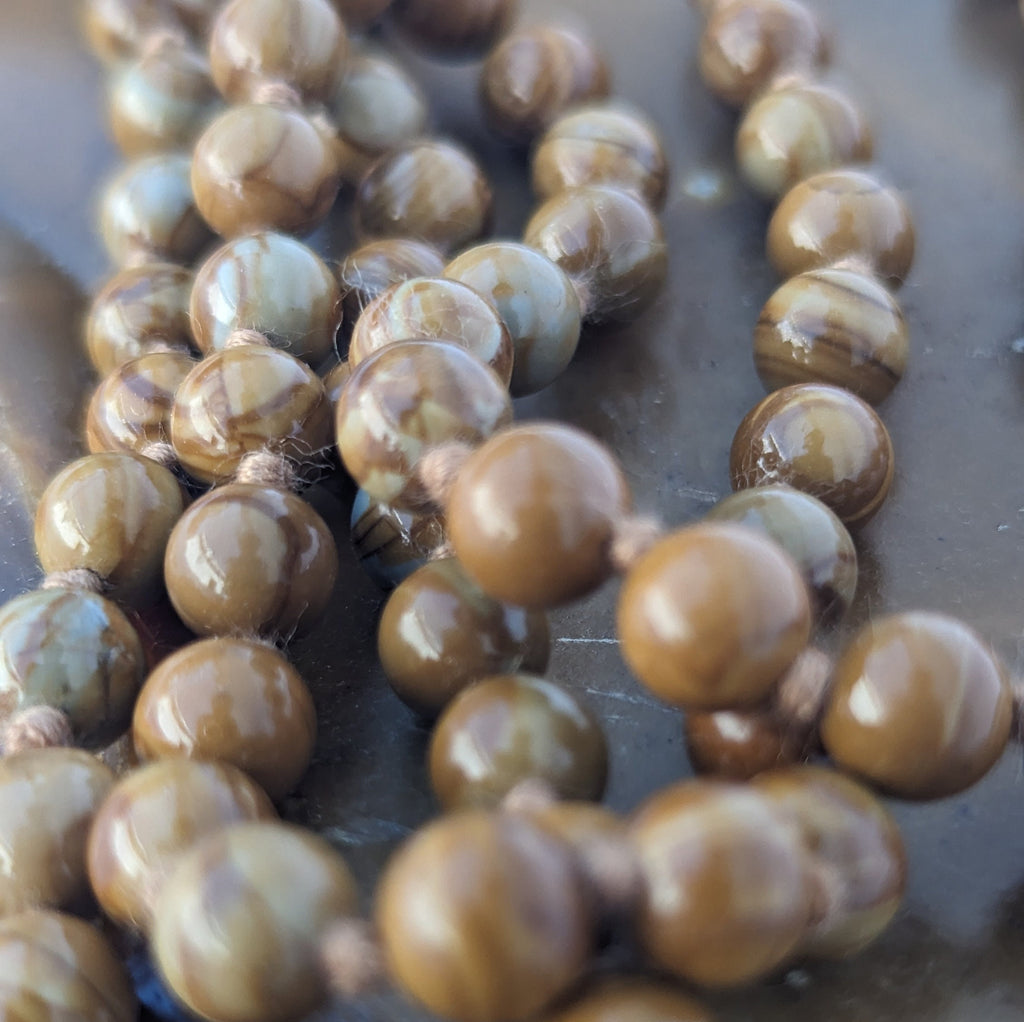 Mookaite Jasper 7 Chakra Mala: Knotted Meditation Beads