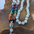 Light Green Agate 7 Chakra Mala: Knotted Meditation Beads