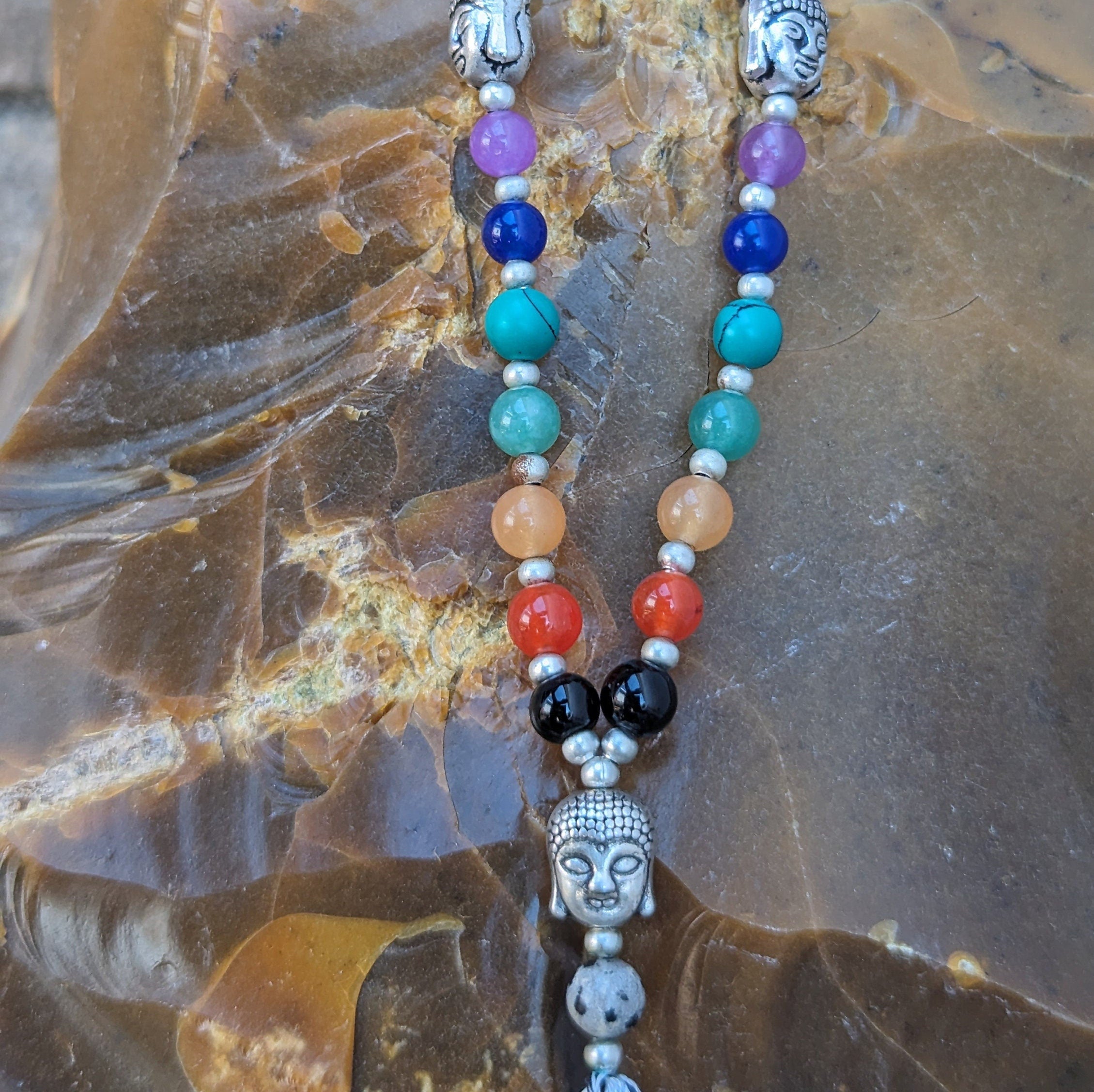 Dalmatian Jasper Mala: 7 Chakra Stone Meditation Beads