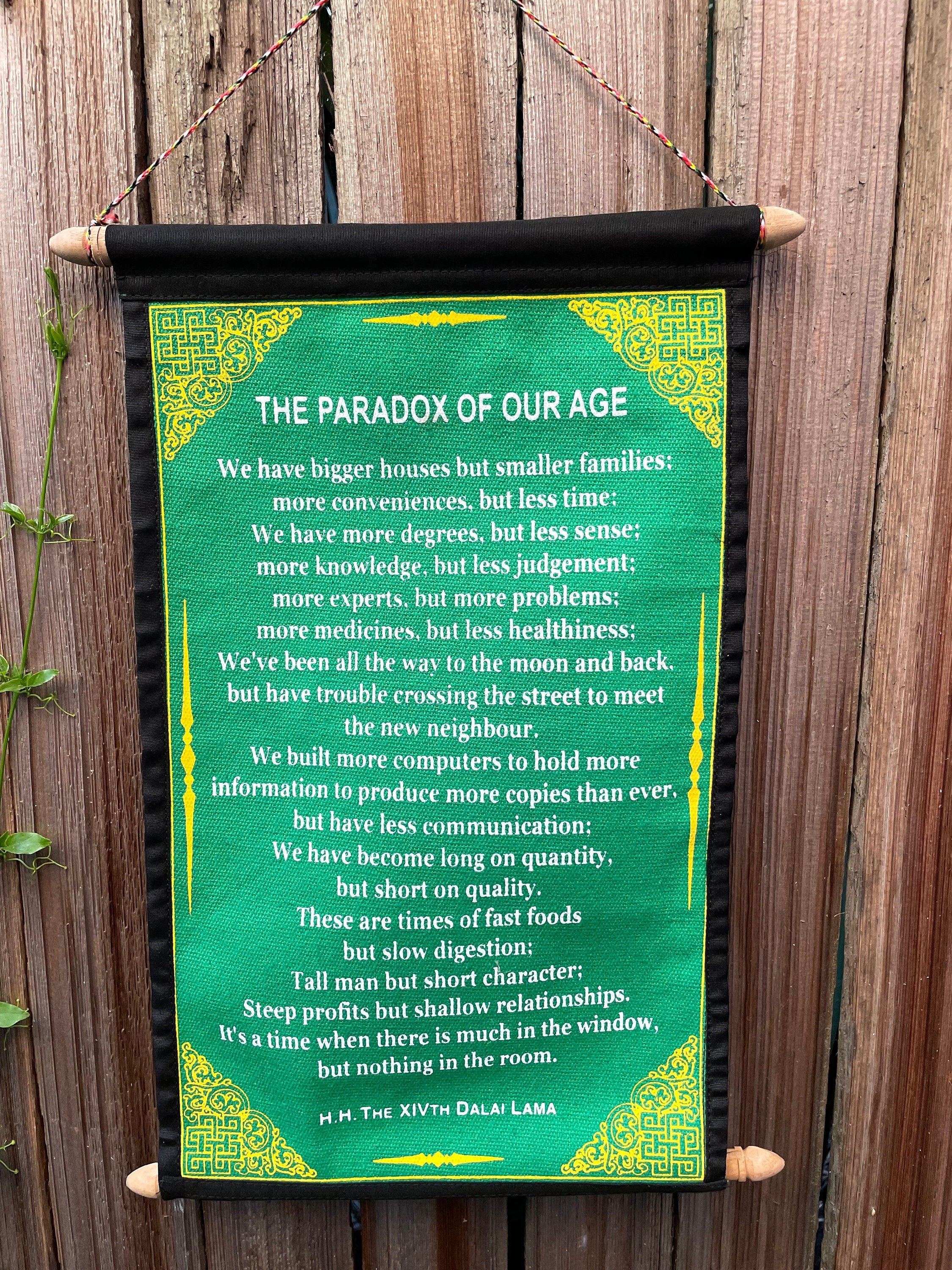Dalai Lama 'Paradox of Our Age' Quote Wall Hanging