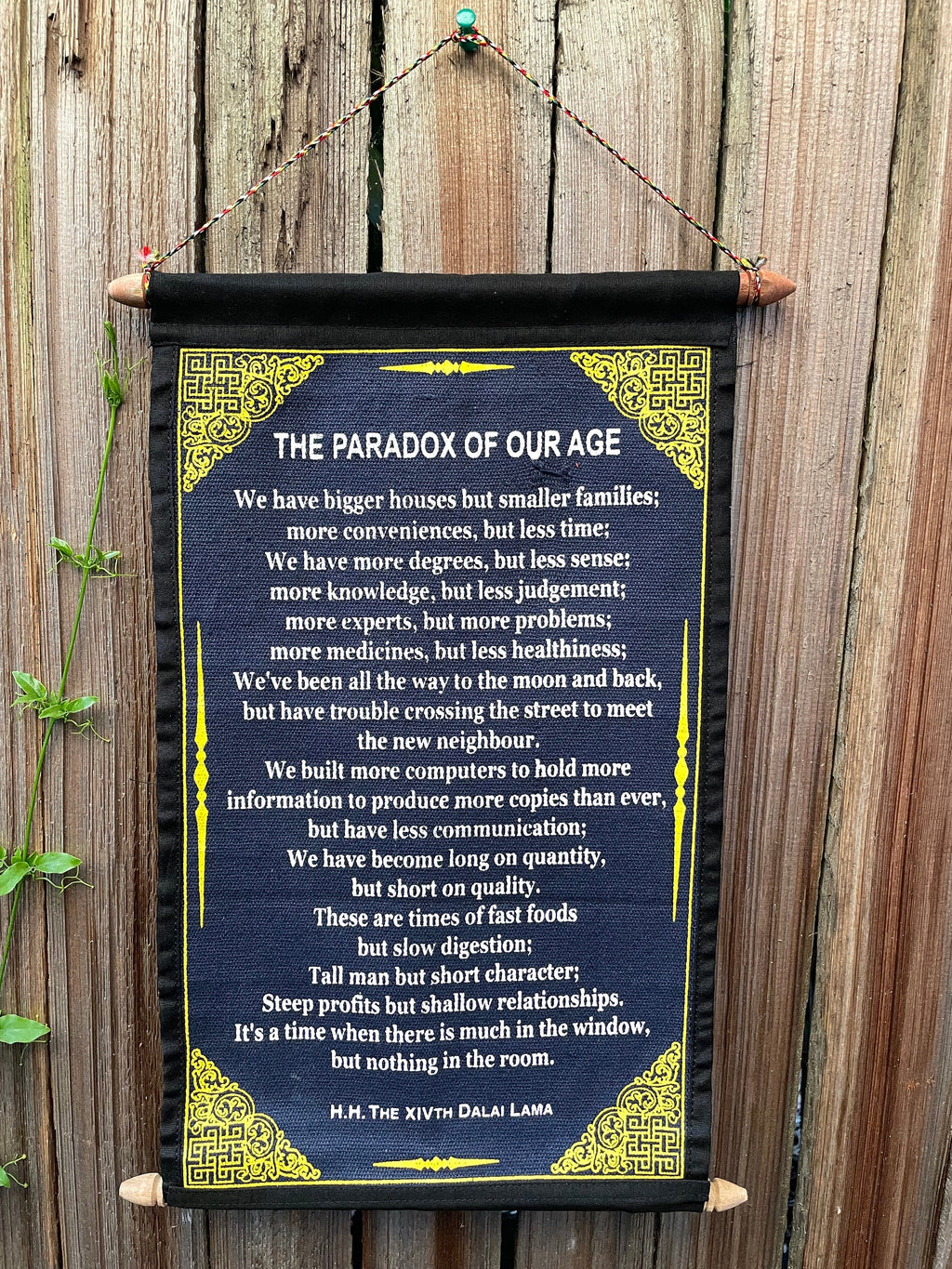 Dalai Lama 'Paradox of Our Age' Quote Wall Hanging