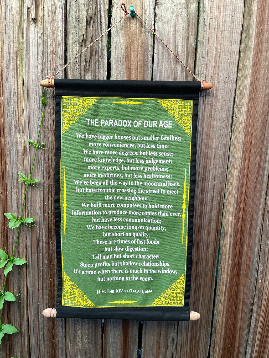 Dalai Lama 'Paradox of Our Age' Quote Wall Hanging