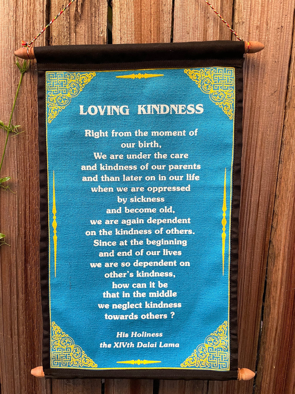 Dalai Lama 'Loving Kindness' Quote Banner - Cotton Wall Hanging