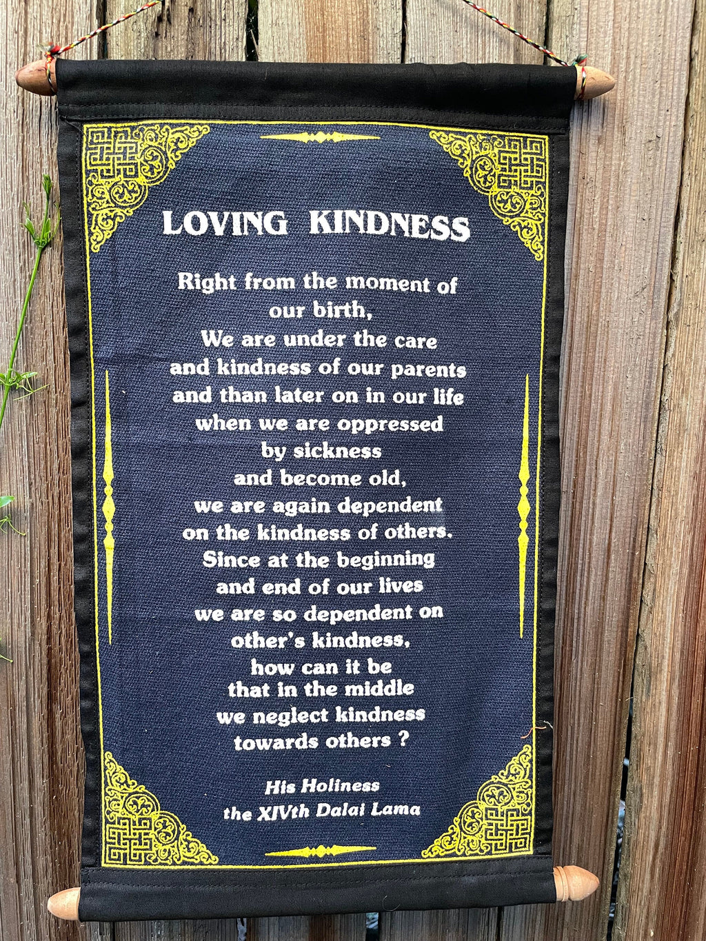 Dalai Lama 'Loving Kindness' Quote Banner - Cotton Wall Hanging