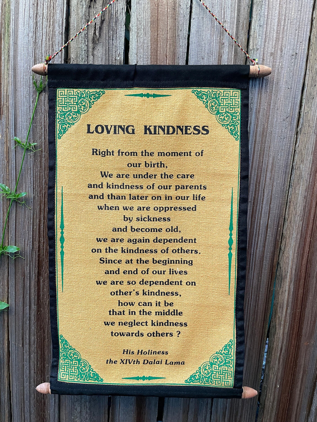 Dalai Lama 'Loving Kindness' Quote Banner - Cotton Wall Hanging