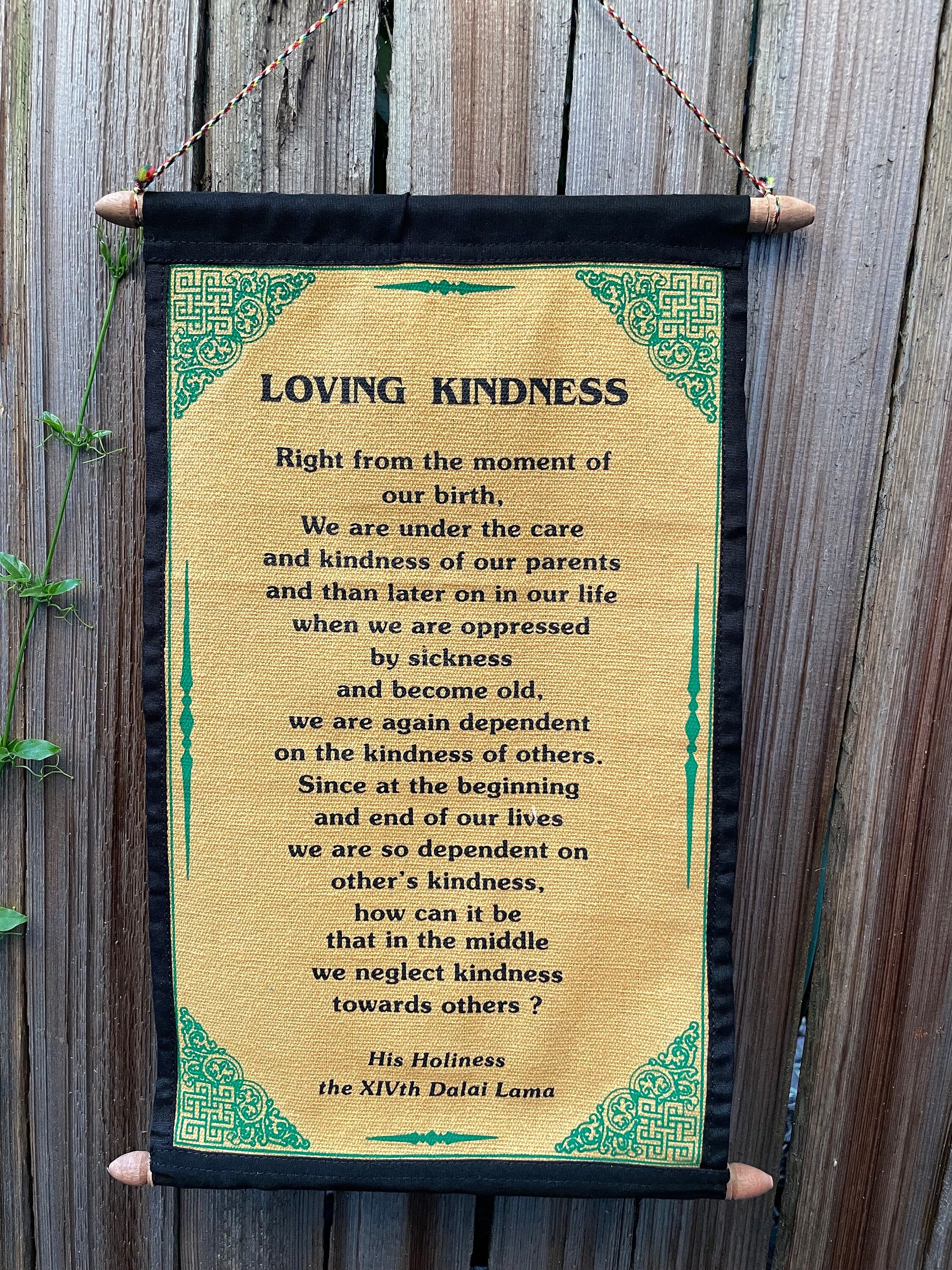 Dalai Lama 'Loving Kindness' Quote Banner - Cotton Wall Hanging