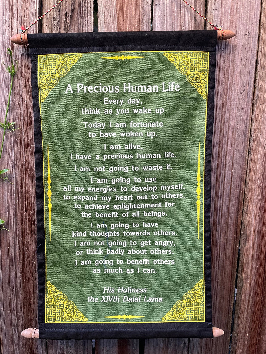 Dalai Lama Quotes "A Precious Human Life" Cotton Wall Hanging: Inspirational, Positivity