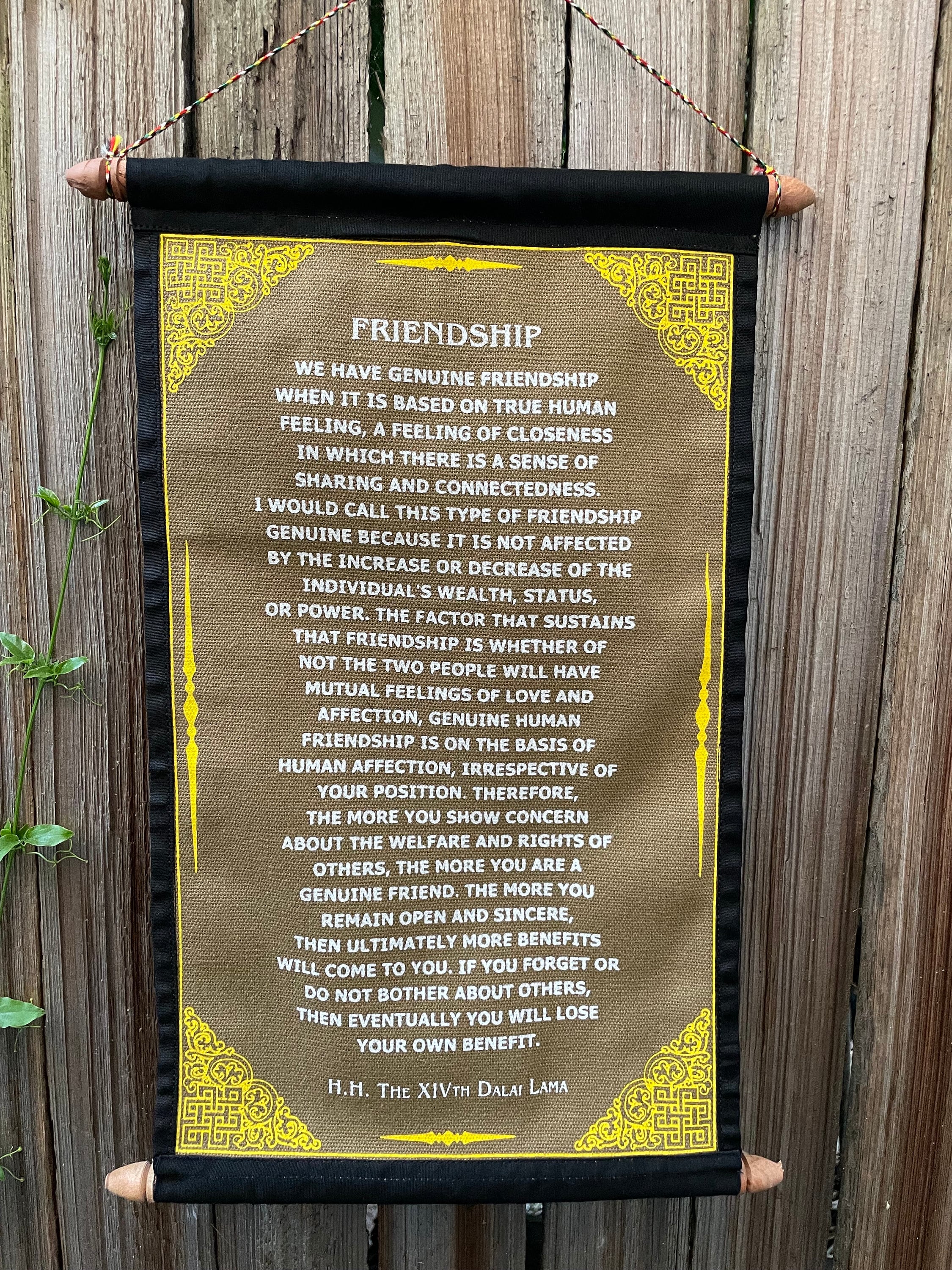 Dalai Lama Friendship Quote Tapestry - Inspirational Wall Hanging