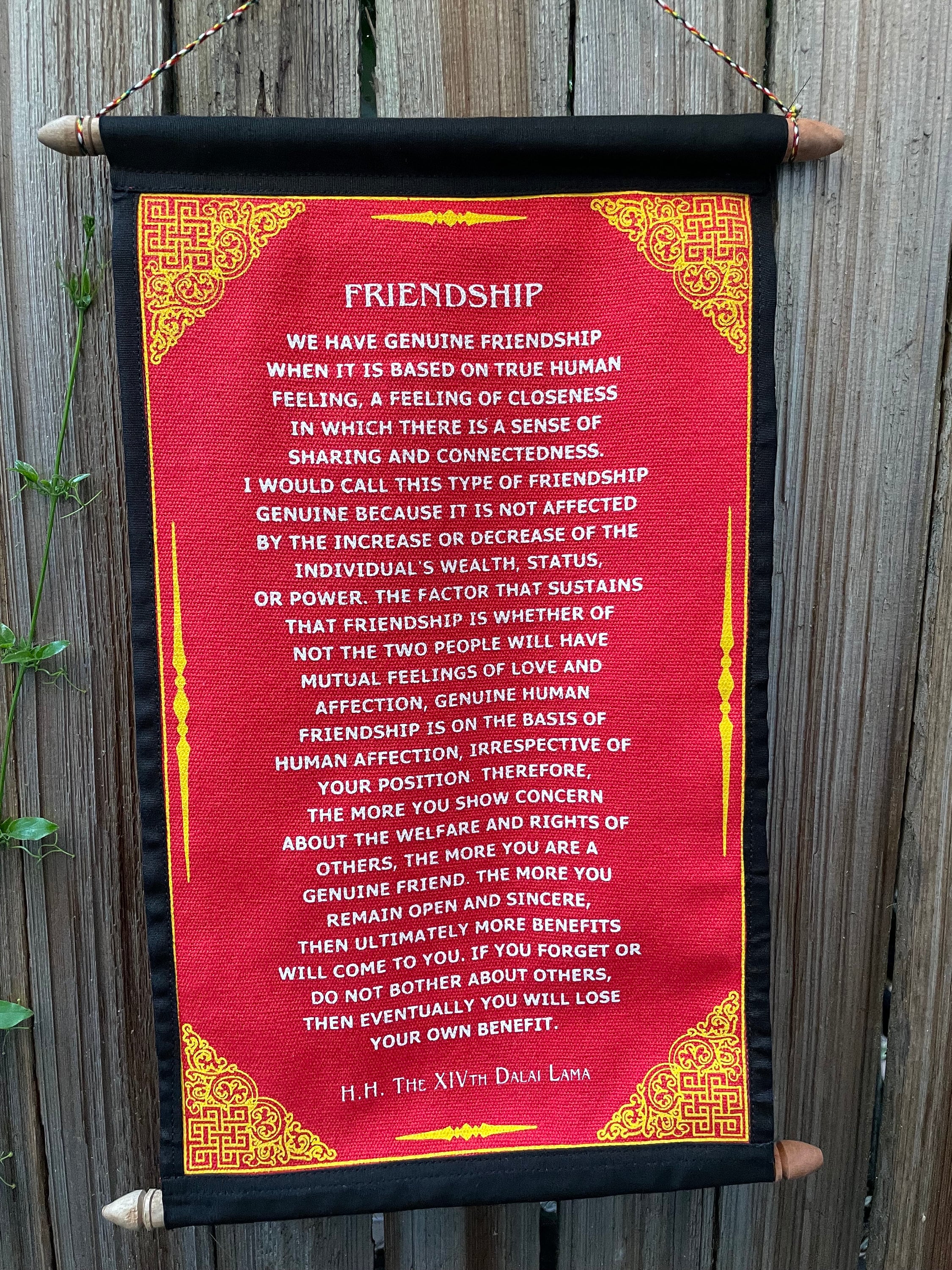 Dalai Lama Friendship Quote Tapestry - Inspirational Wall Hanging