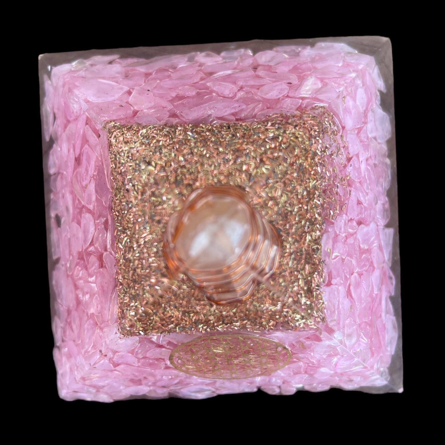 Rose Quartz Orgone Pyramid, EMF Shield, Meditation Gift