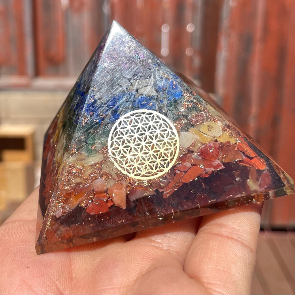 7 Chakra Orgone Pyramid, EMF Protection, Meditation, Energy Generator