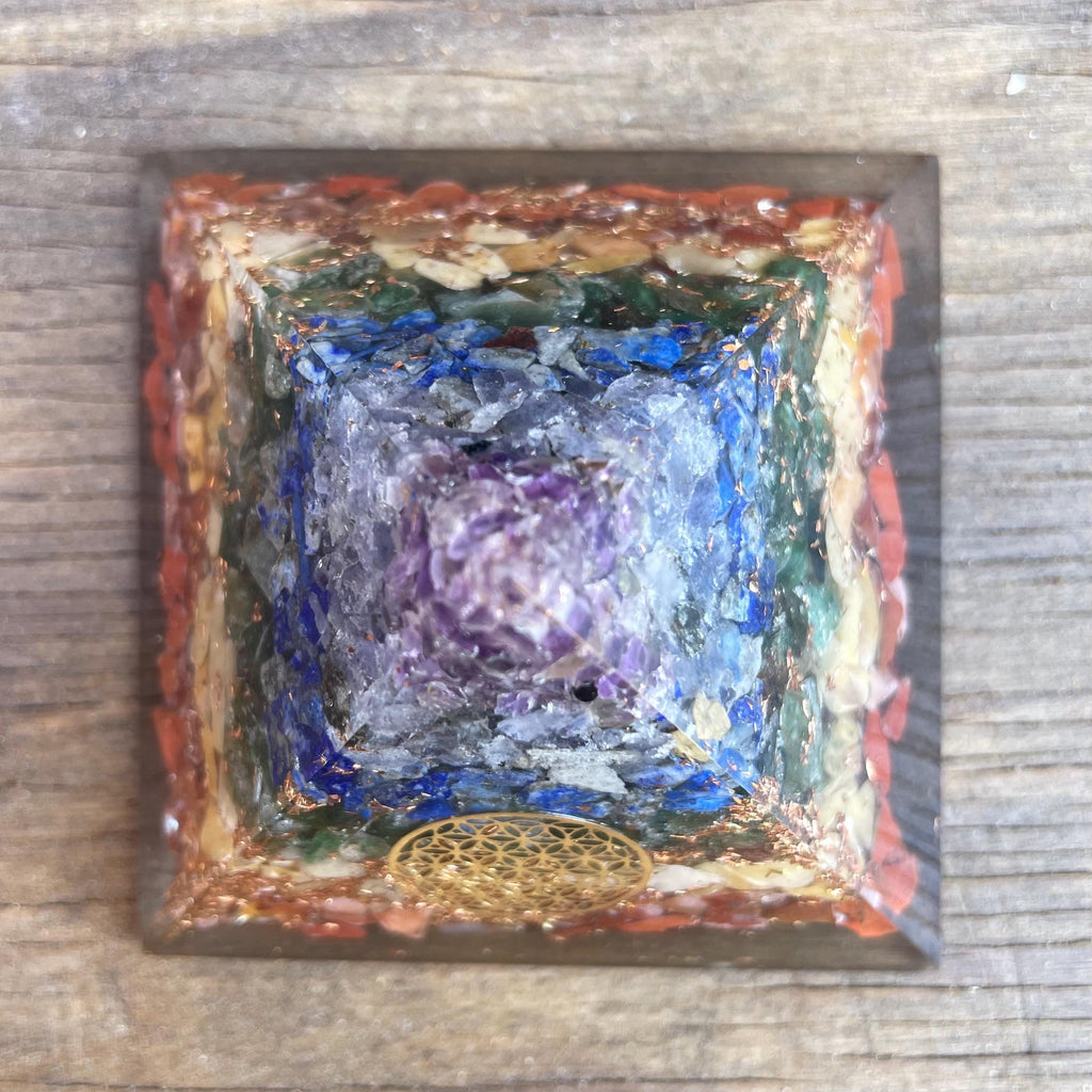 7 Chakra Orgone Pyramid, EMF Protection, Meditation, Energy Generator