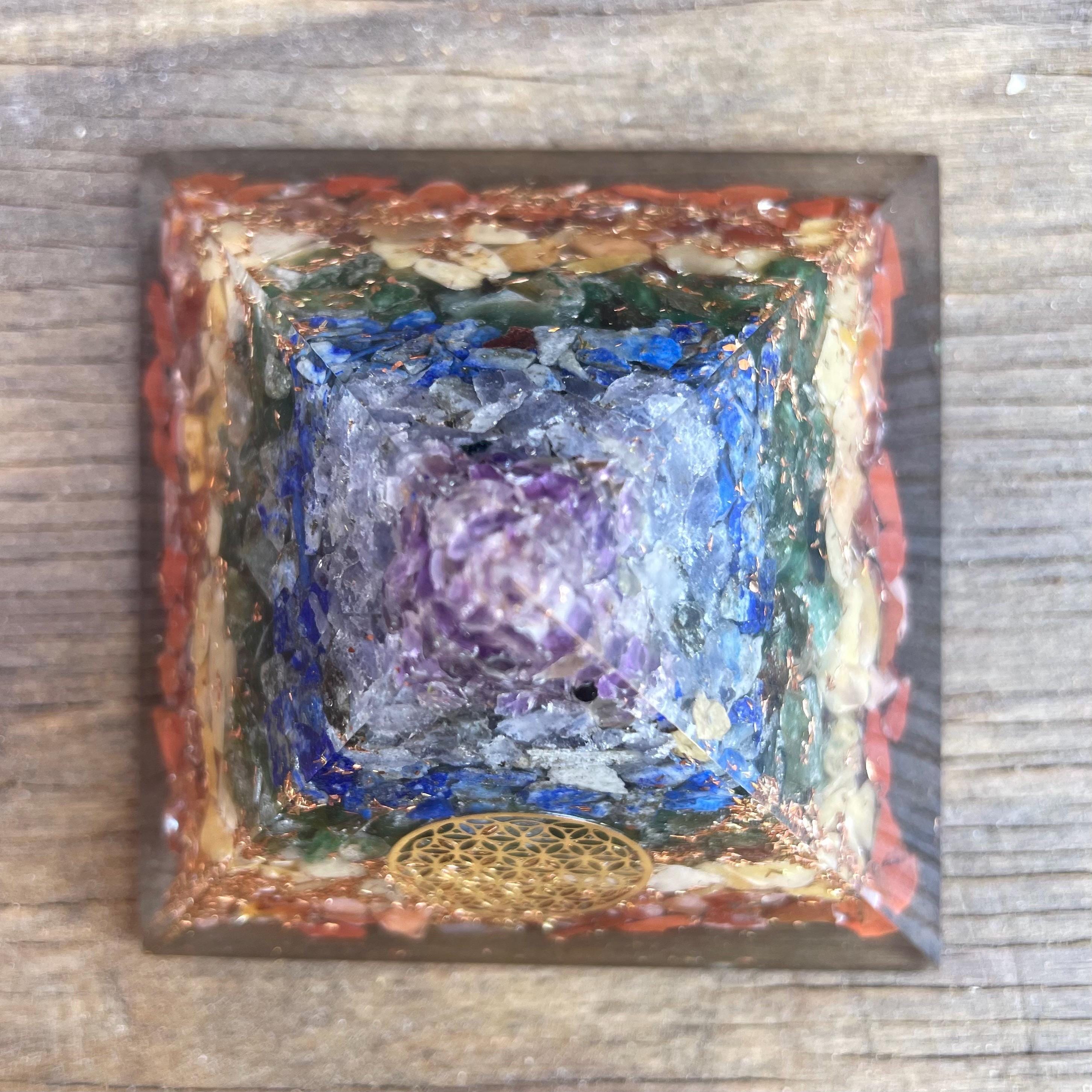 7 Chakra Orgone Pyramid, EMF Protection, Meditation, Energy Generator