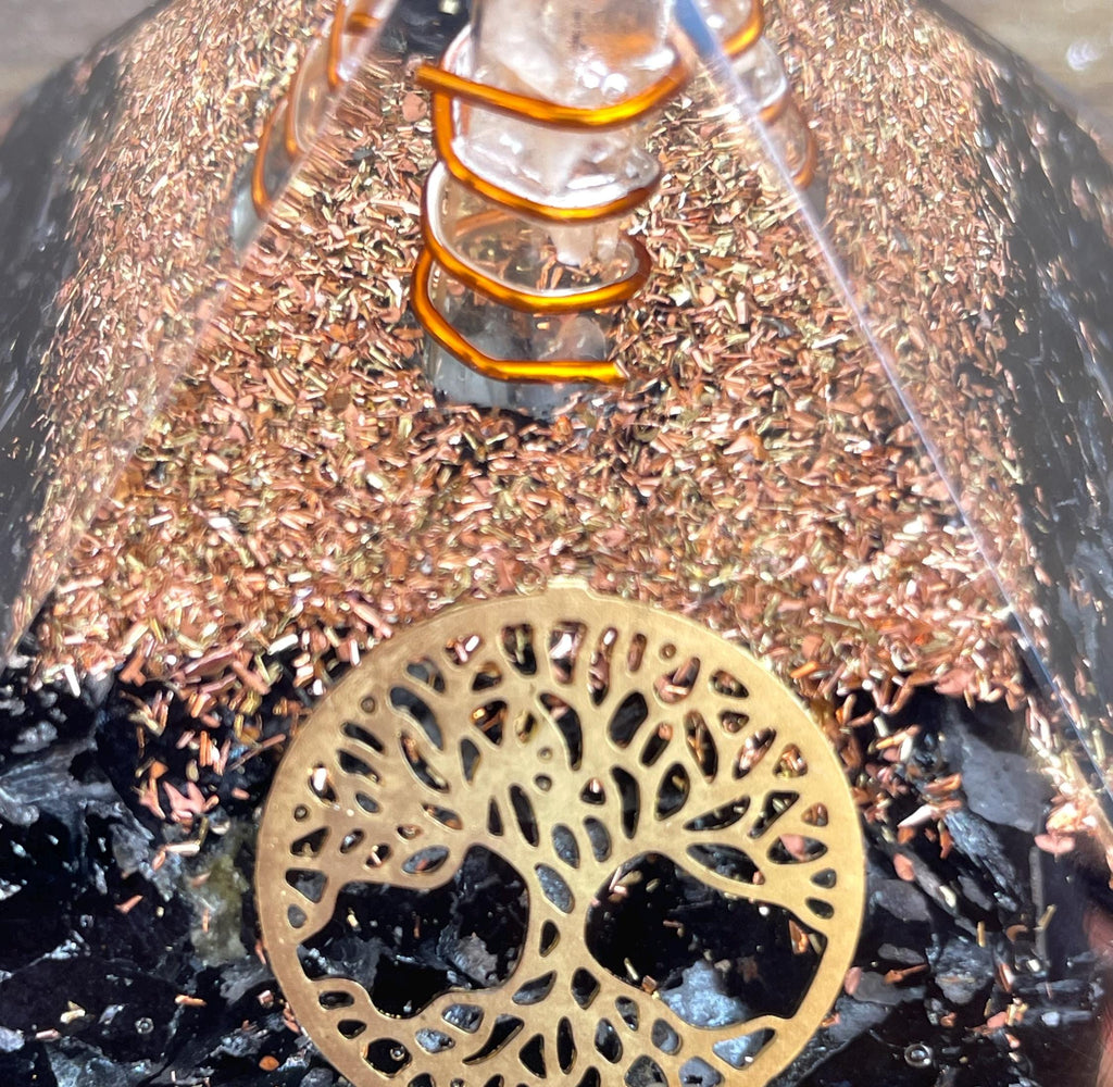 Black Tourmaline Orgone Pyramid, EMF Protection, Energy Generator, Meditation, 2.5 inch