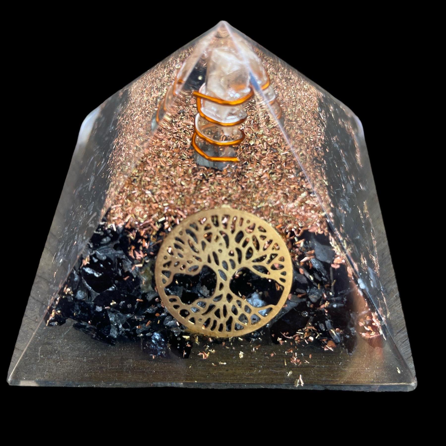 Black Tourmaline Orgone Pyramid, EMF Protection, Energy Generator, Meditation, 2.5 inch