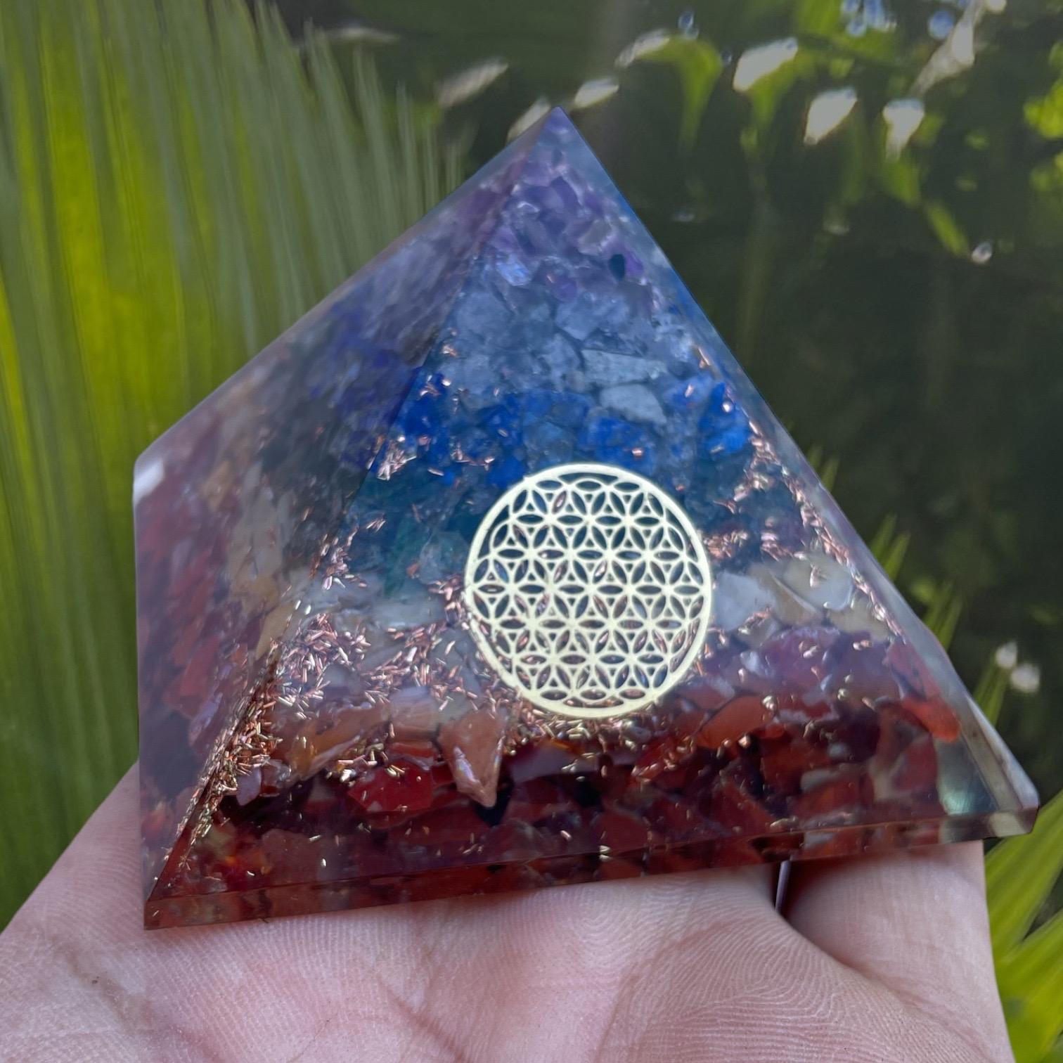 7 Chakra Orgone Pyramid, EMF Protection, Meditation, Energy Generator