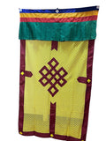 Tibetan Door Curtain: Auspicious Eternal Knot Silk Flag (3x6 ft)