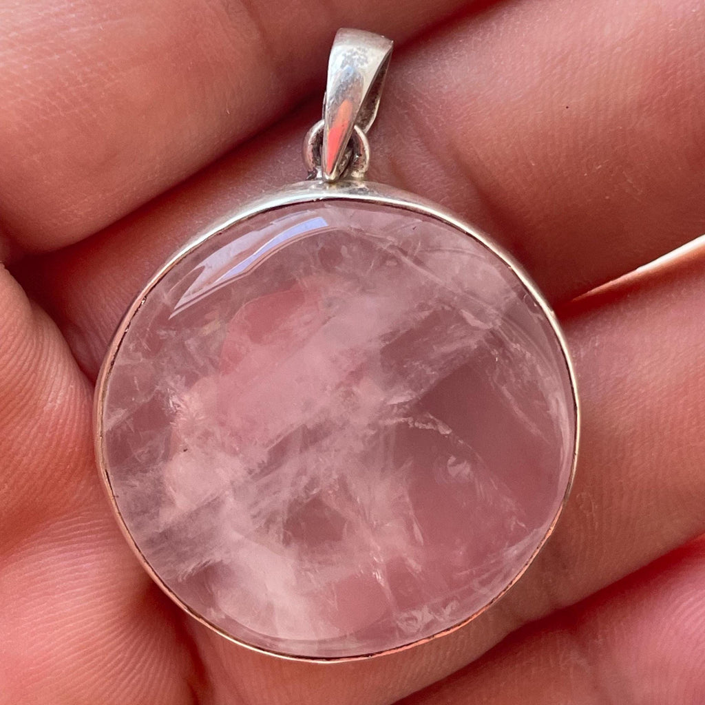 P3/21 - Rose Quartz Pendant with sterling silver,for men or women (T12-021)