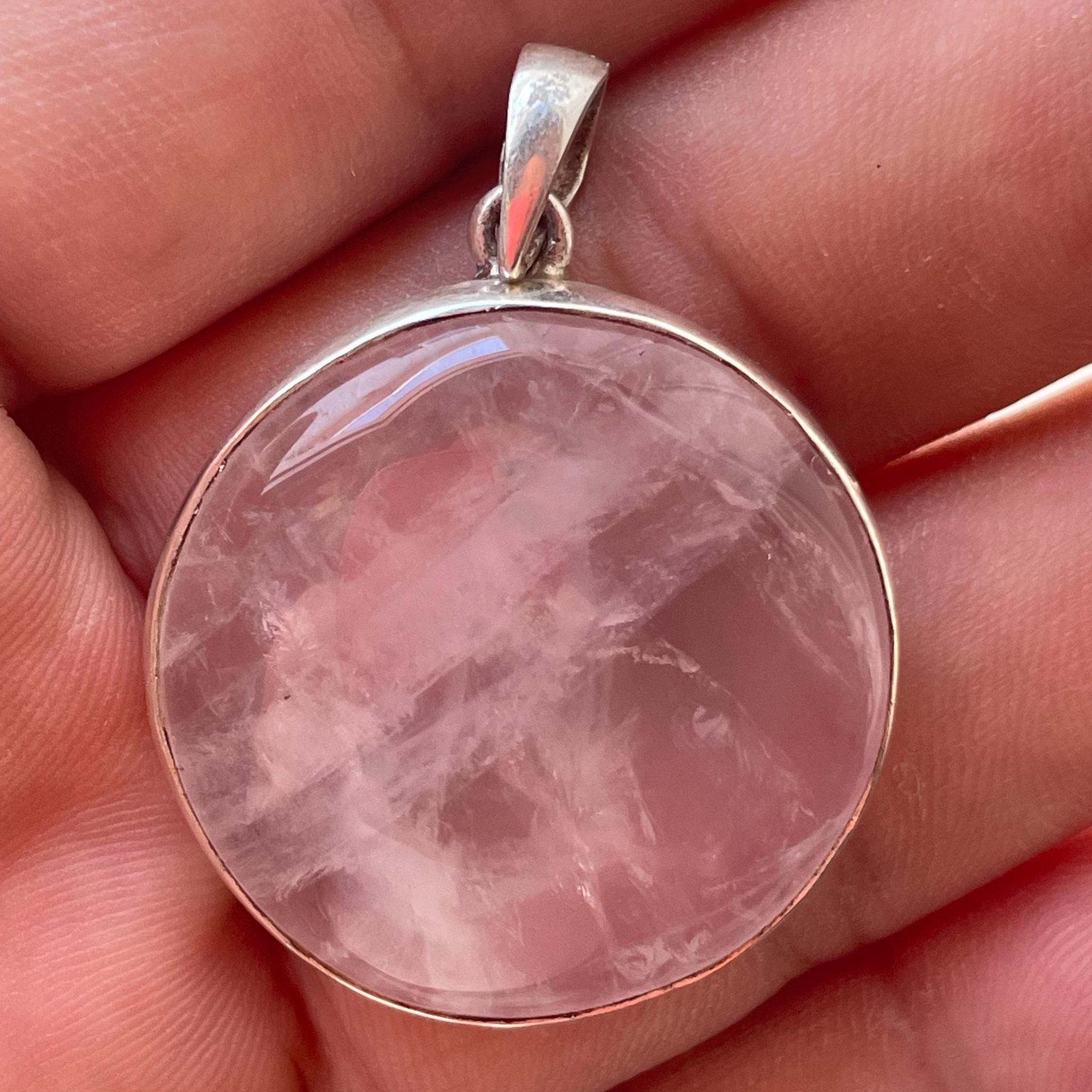 P3/21 - Rose Quartz Pendant with sterling silver,for men or women (T12-021)