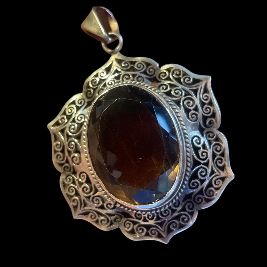 real smoky quartz crystal stone with silver handmade frame 925 silver (S.No-53-T1103-010)