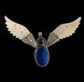 Lapis Lazuli Eagle Pendant: Tibetan Silver Gemstone Jewelry PE102