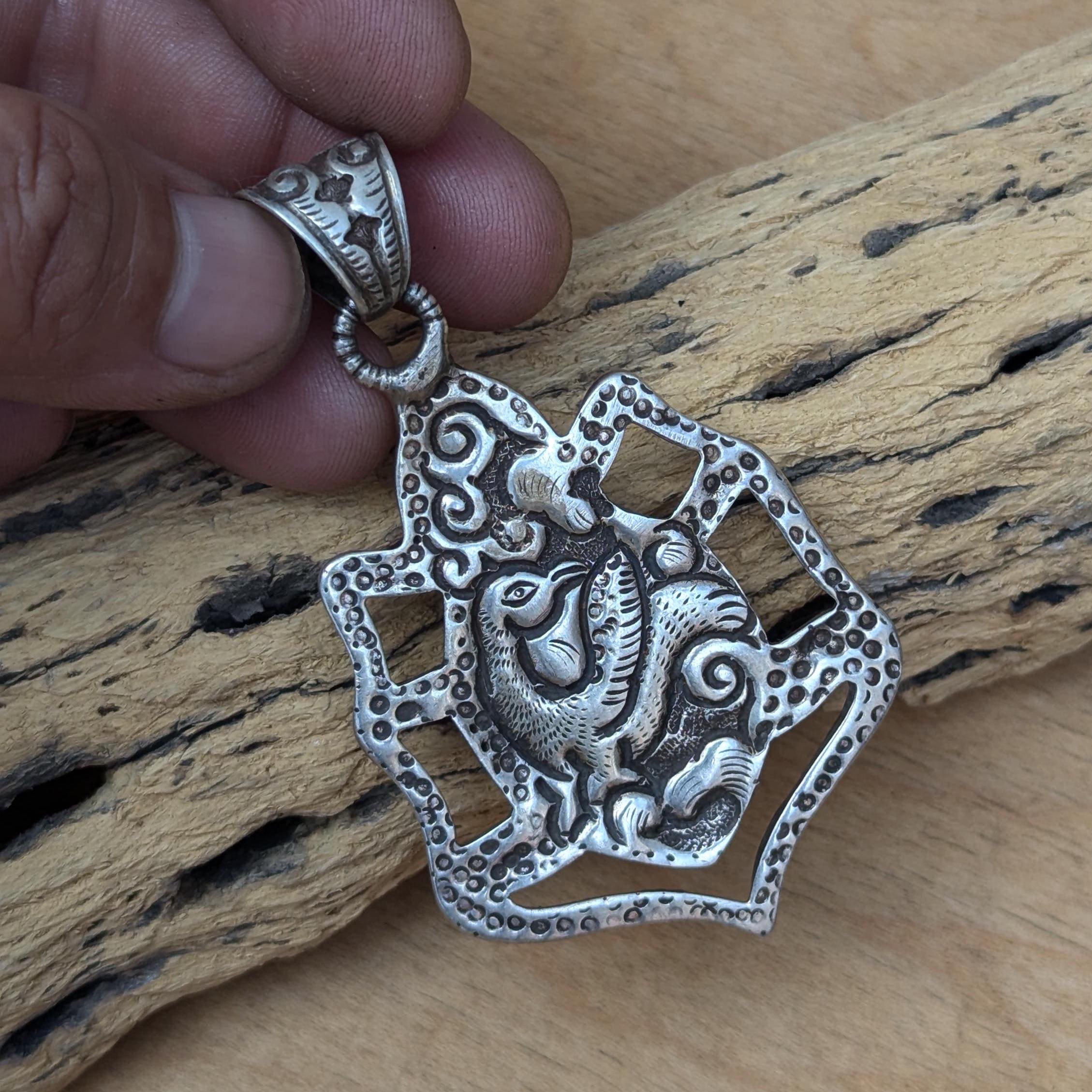 Tibetan Silver Lice Pendant: Ancient Design, Rare Bug Amulet