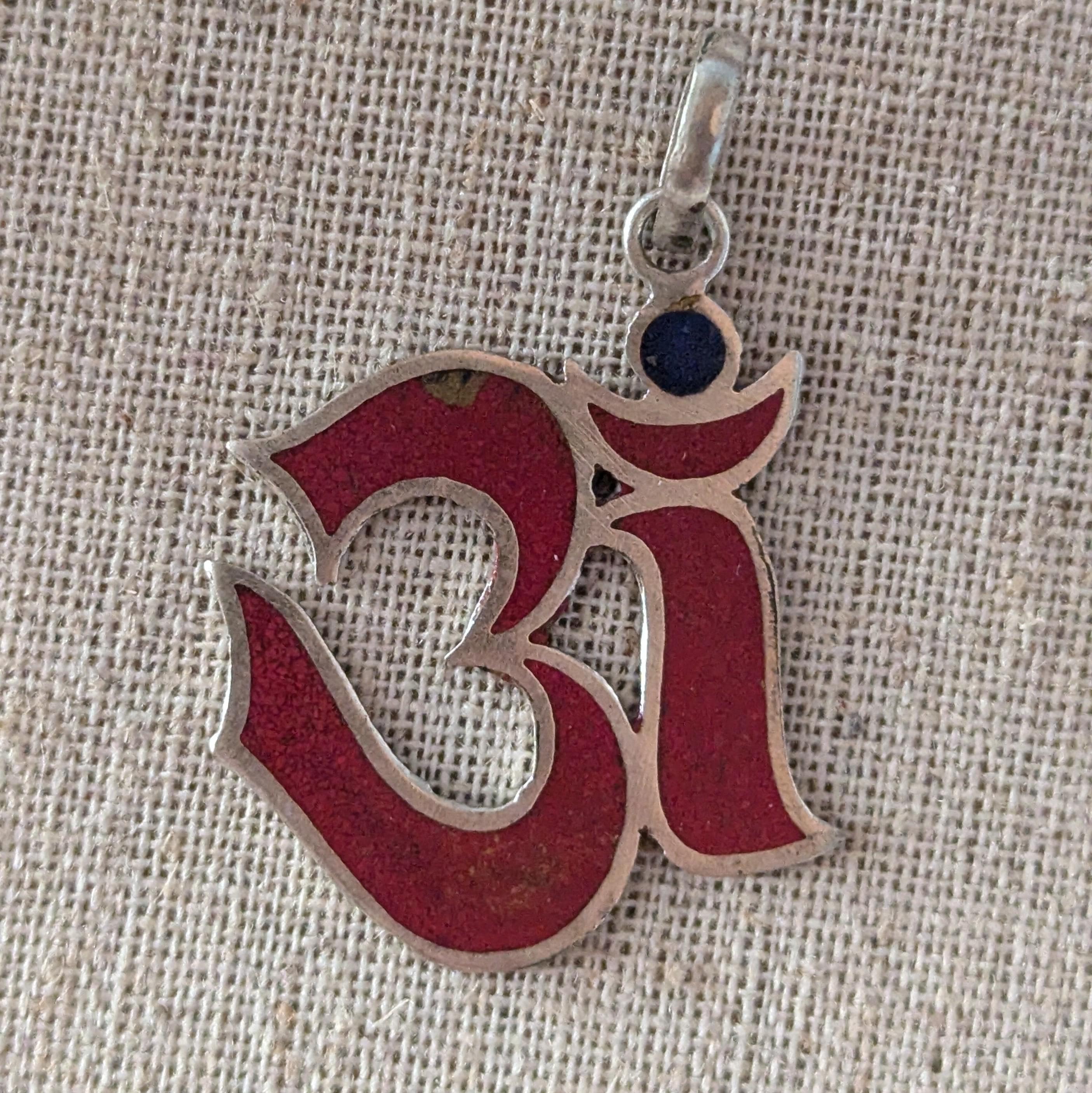 Tibetan Om Pendant: Turquoise, Lapis & Coral Healing Jewelry