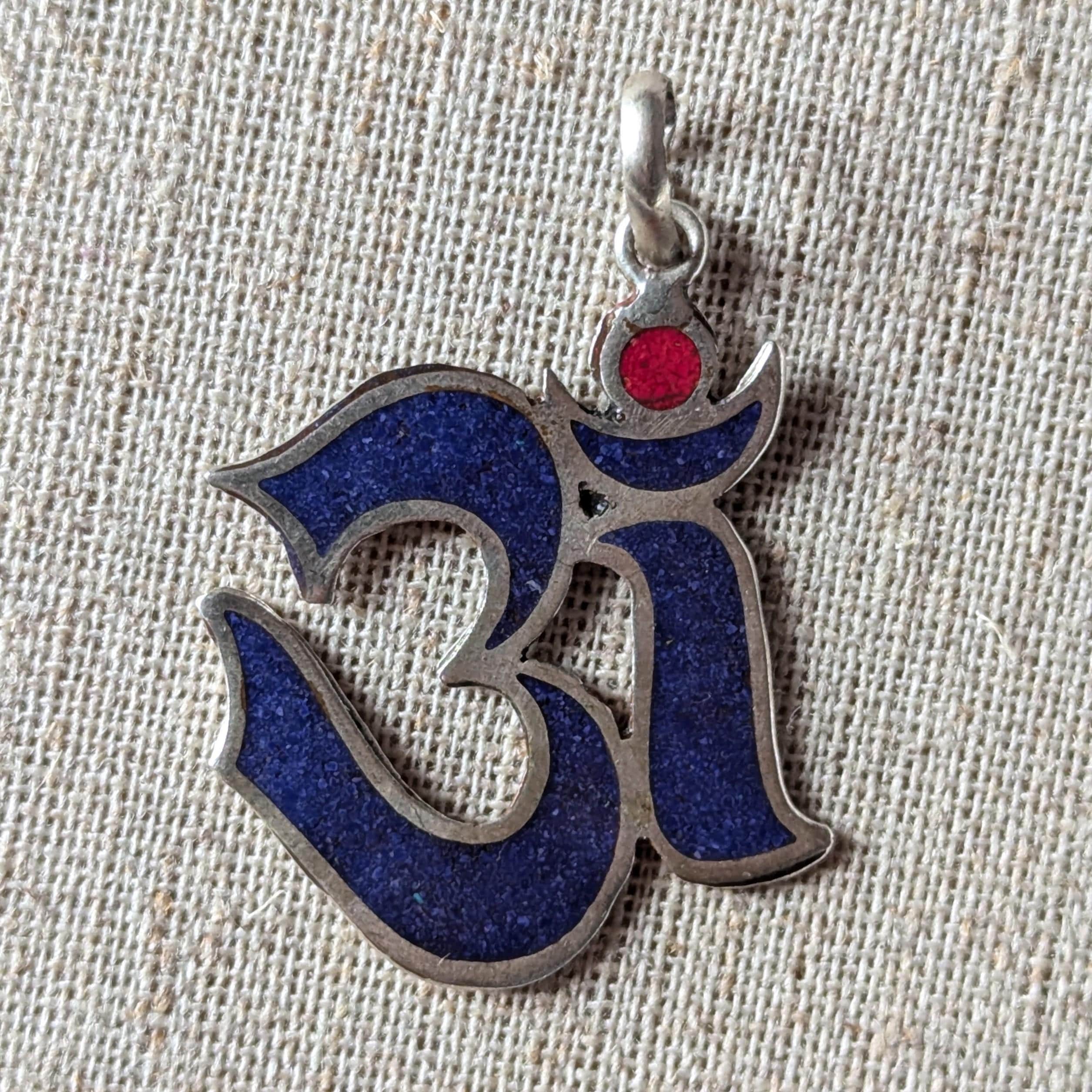 Tibetan Om Pendant: Turquoise, Lapis & Coral Healing Jewelry