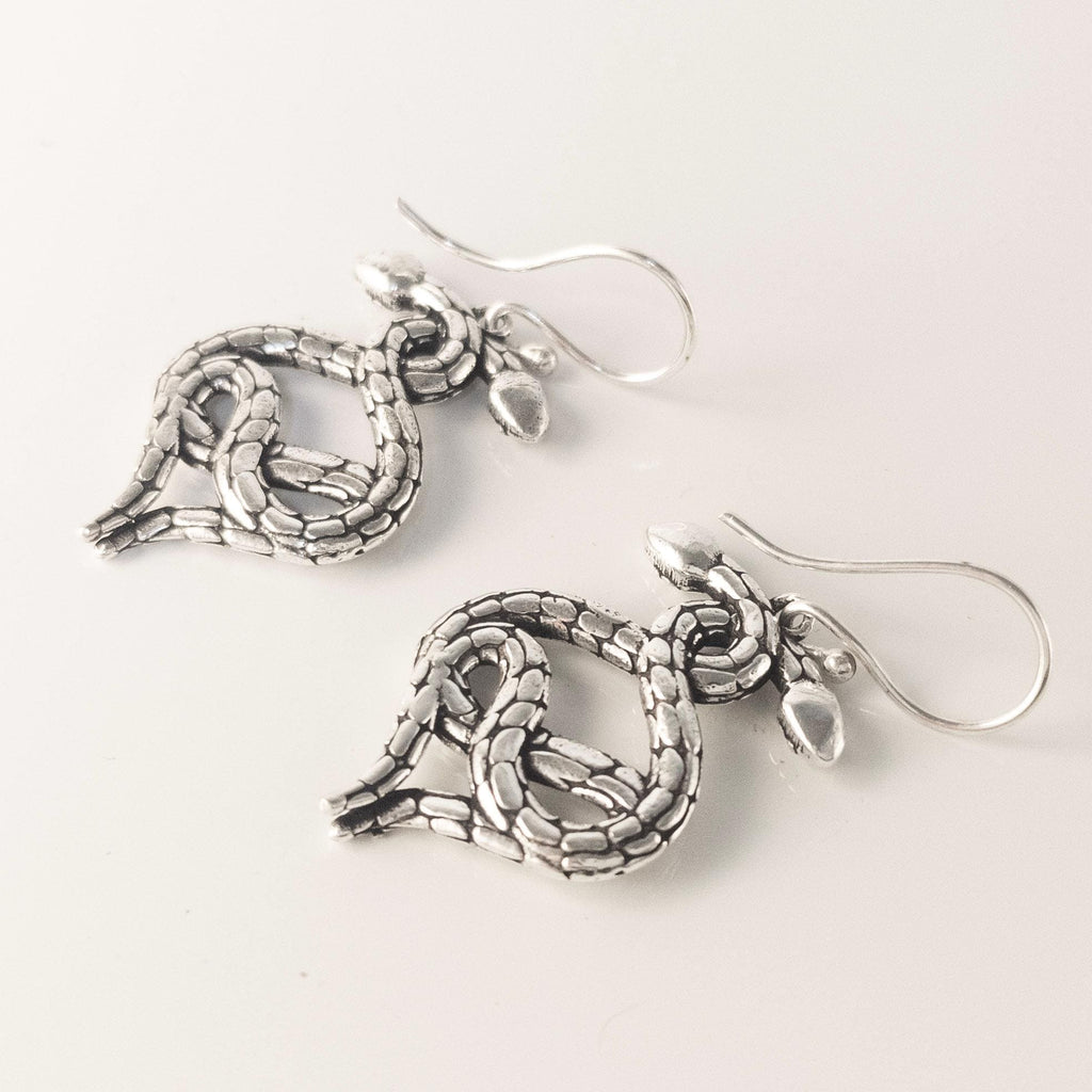 Bohemian Brass Snake Earrings, Handmade Statement Jewelry