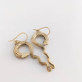 Brass Snake Earrings - Bohemian Fringe Statement Earrings
