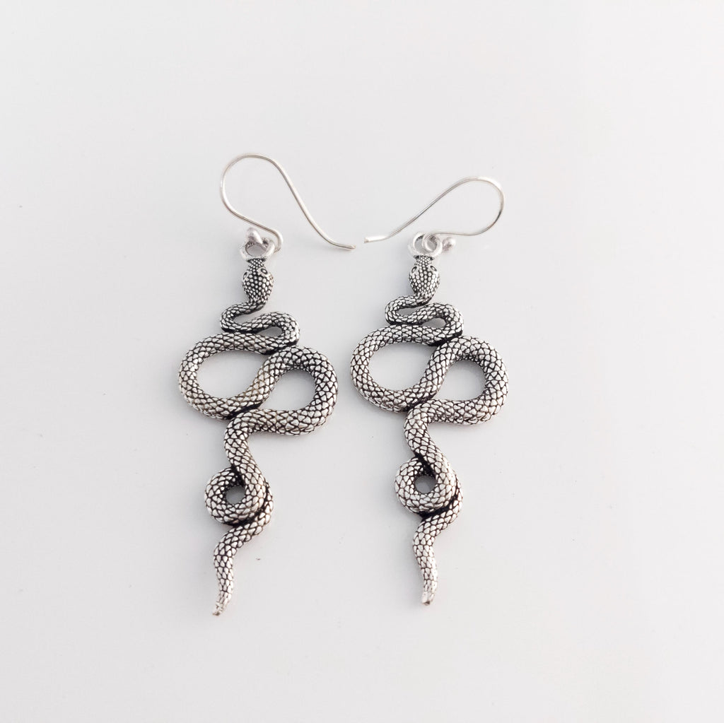Brass Snake Dangle Earrings, Bohemian Jewelry