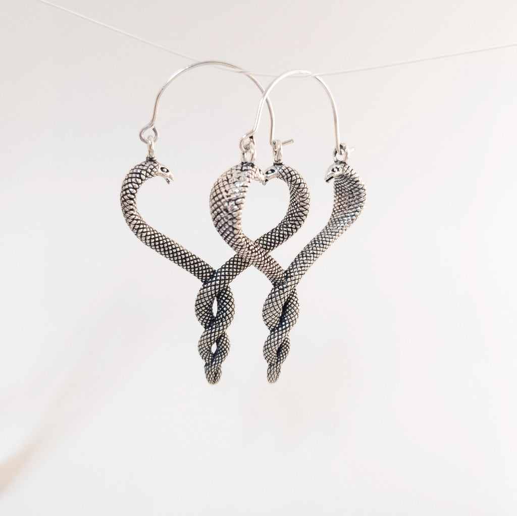 Bohemian Brass Snake Earrings, Southwest Statement Jewelry
