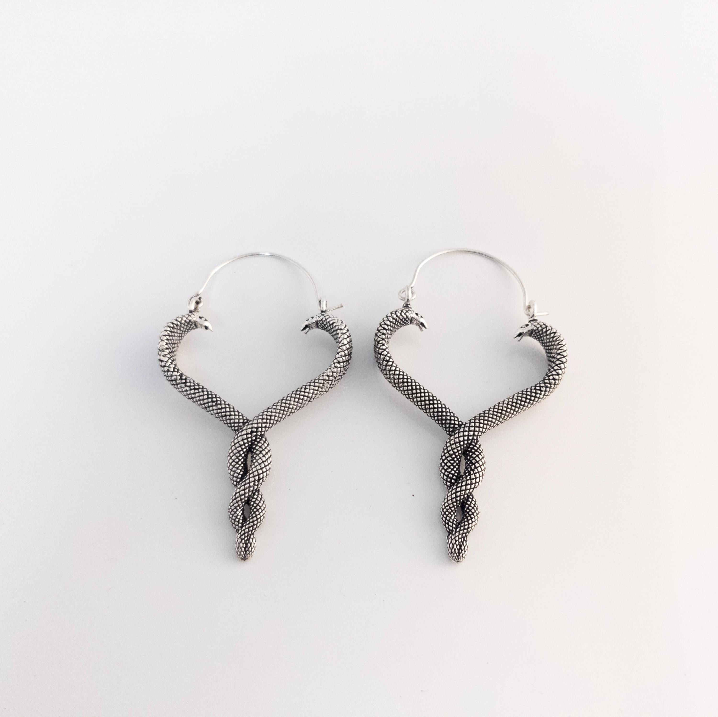 Bohemian Brass Snake Earrings, Southwest Statement Jewelry