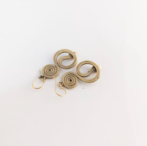 Bohemian Brass Snake Earrings, Statement Jewelry
