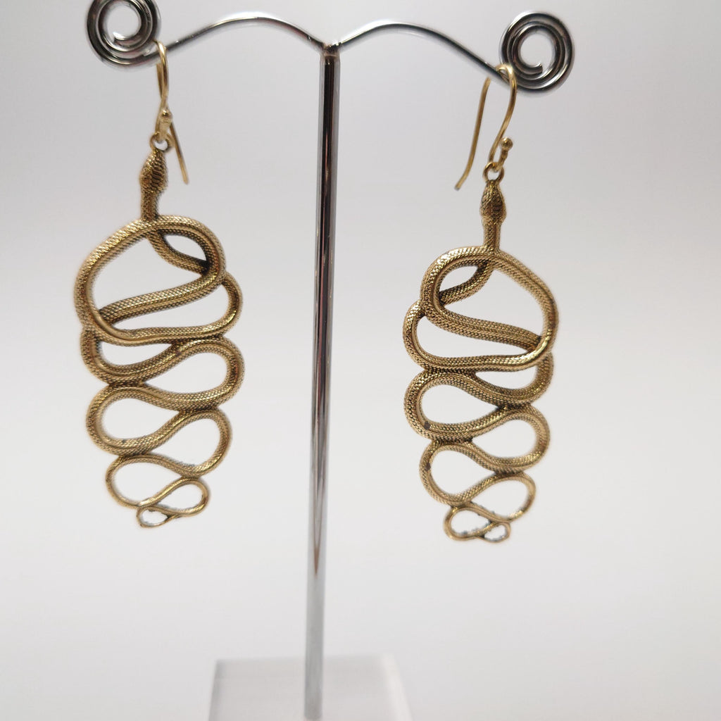 Bohemian Brass Snake Earrings: Southwest-Inspired Statement Jewelry