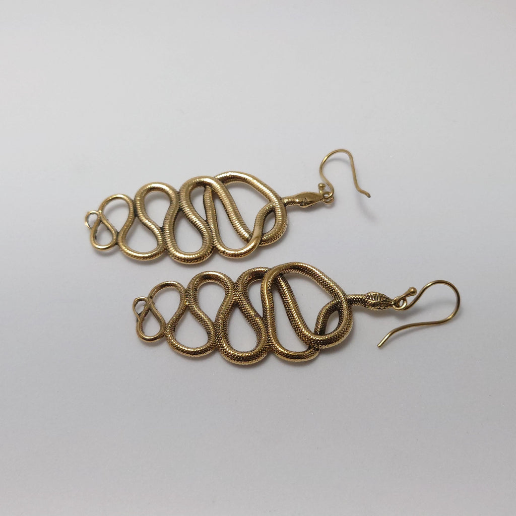 Bohemian Brass Snake Earrings: Southwest-Inspired Statement Jewelry