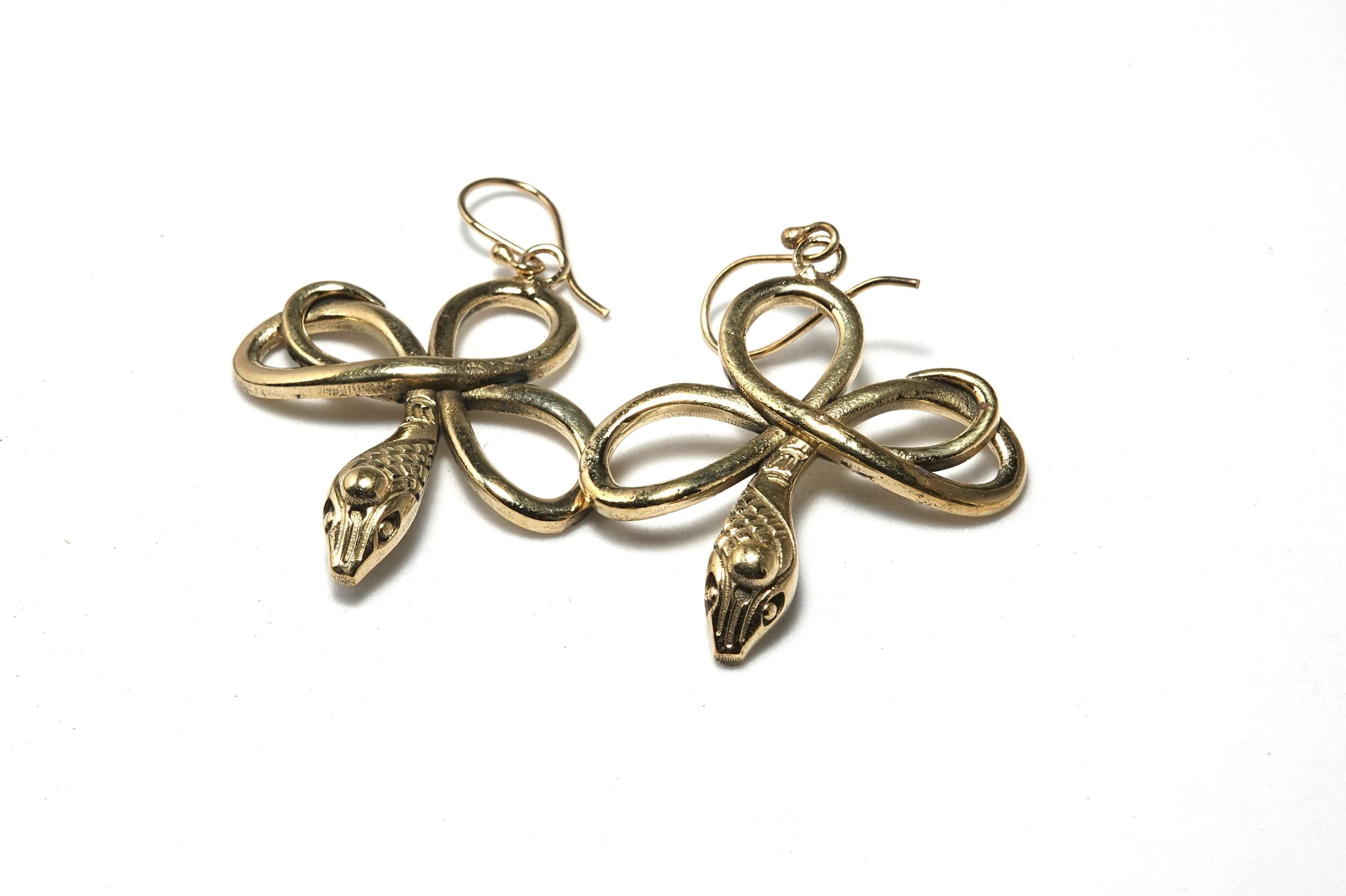 Bohemian Brass Snake Earrings, Southwest Inspired