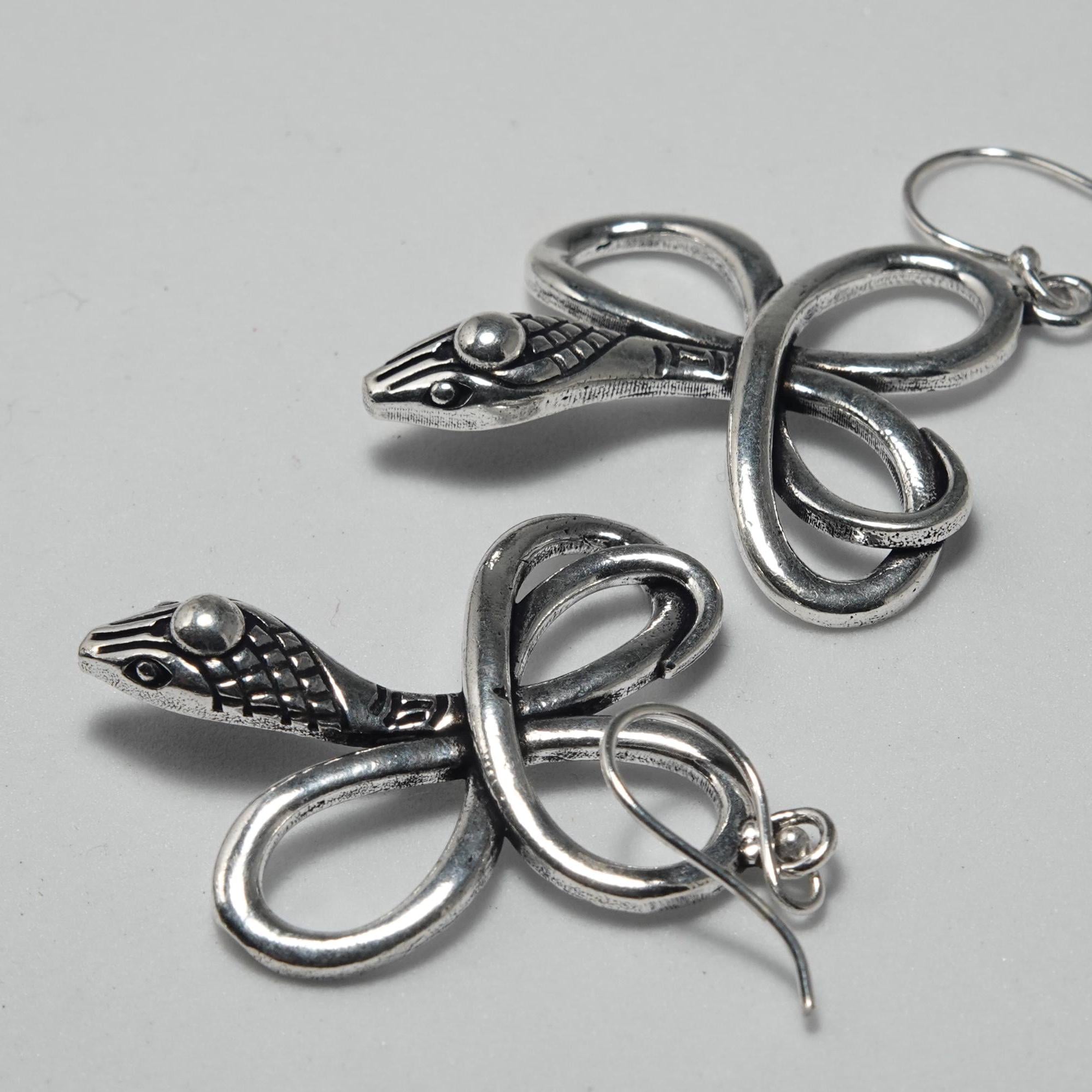 Bohemian Brass Snake Earrings, Southwest Inspired